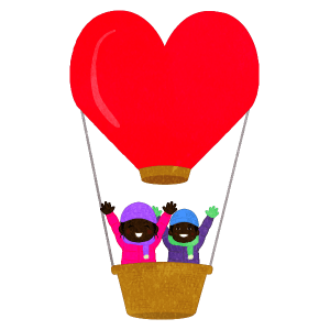 Children On Heart Shaped Hot Air Balloon G B B B