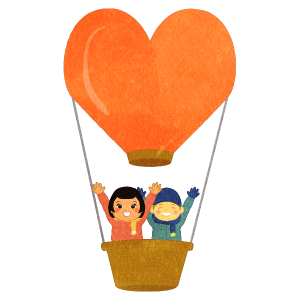 Children On Heart Shaped Hot Air Balloon G C B A