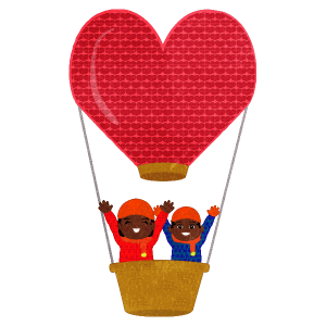 Children On Heart Shaped Hot Air Balloon G D B D