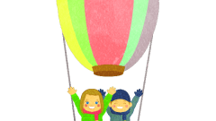 children on hot air balloon girl a boy a
