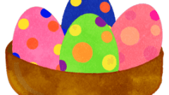 easter eggs with polka dots in a nest 268