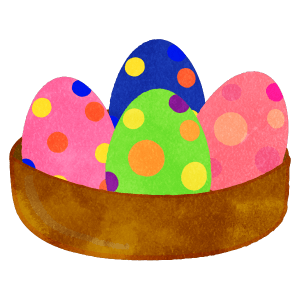 Easter Eggs With Polka Dots In A Nest