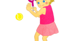 girl hitting tennis ball with racket a 268