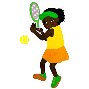 Girl Hitting Tennis Ball With Racket B
