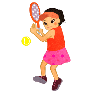 Girl Hitting Tennis Ball With Racket C