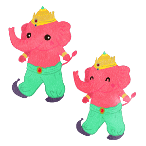 Pink Elephants Wearing Folk Costume