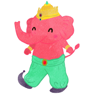 Smiling Pink Elephant Wearing Folk Costume