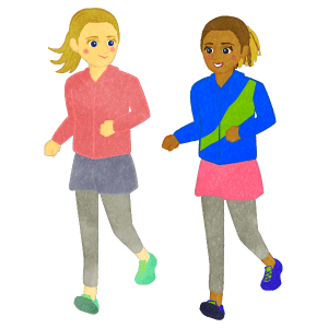 Two Girls Running Together Axh