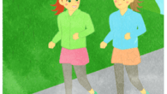 two girls running together eg with background 268
