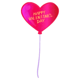 Valentines Red Heart Shaped Balloon With Happy Valentines Day Text In Center 