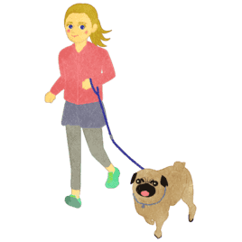 Lady Running With Pug A 