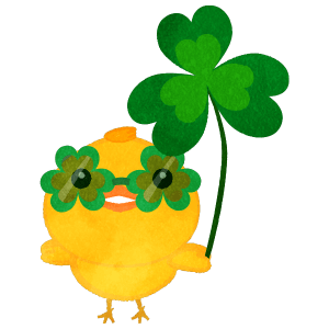 St Patrick's Day Chick With Three Leaf Clover Umbrella And Glasses