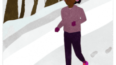 winter running girl outside in warm outfit b 268