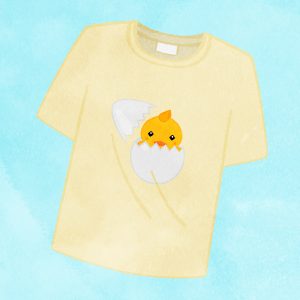 Cream Yellow T Shirt With Chick Picture