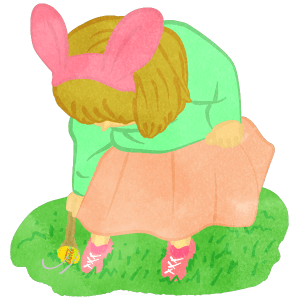 Easter Girl Rolling An Easter Egg A