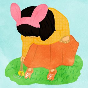 Easter Girl Rolling An Easter Egg C