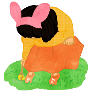 Easter Girl Rolling An Easter Egg C