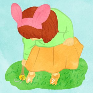 Easter Girl Rolling An Easter Egg E