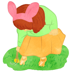 Easter Girl Rolling An Easter Egg E
