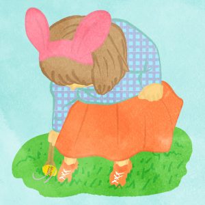 Easter Girl Rolling An Easter Egg G
