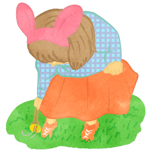 Easter Girl Rolling An Easter Egg G