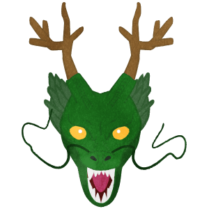 Menacing Green Dragon Face Only