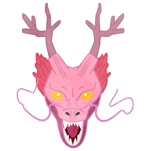 Menacing Pink Dragon Face Only