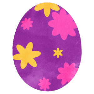 Set Of Colorful Flower Painted Easter Egg 15 Purple Flower Painted Easter Egg