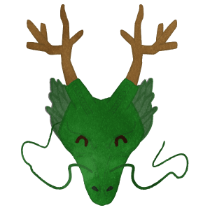 Smiling Green Dragon Face Only