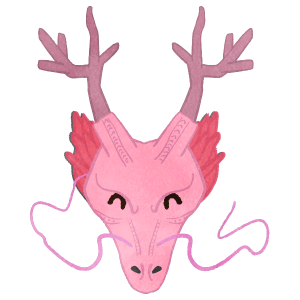 Smiling Pink Dragon Face Only