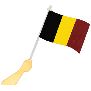 A Hand Raising The Belgium National Flag
