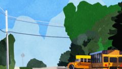 life american suburban scenery with school bus 268