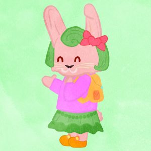 Rabbit Cosplay Going To School In Wacky Wednesday And Green Wig