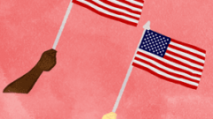 set of a hand raising the american national flag 268