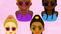 set of girls teens twenties upper body with sunglass 268