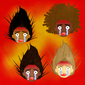 Set Of Facial Expression Of When She Ate Spicy Food Dfgh