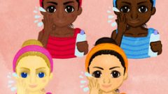 set of lady putting skin lotion on abcd 268