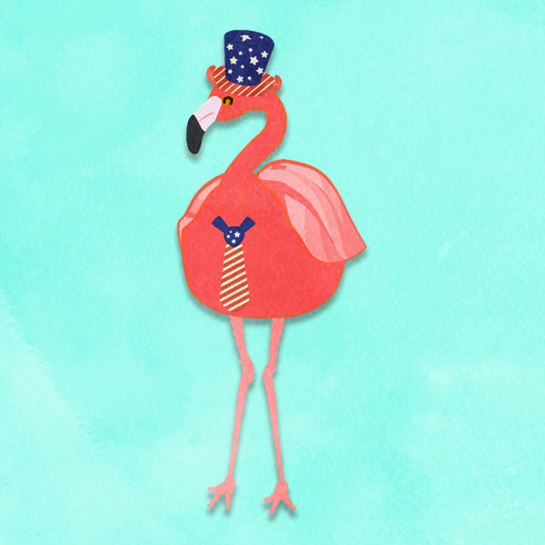 Flamingo With American Flag Pattern Fashions
