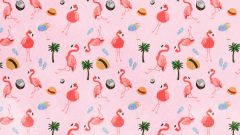 pattern of flamingos and summer items pink