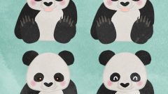 set of smiling panda full body