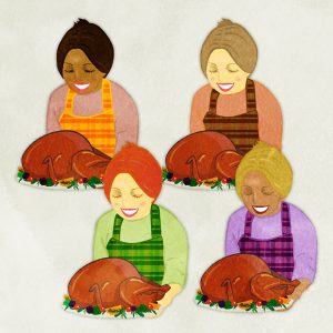 Set Of Thanksgiving Mom Carrying The Turkey Efgh