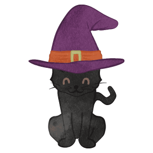 Smiling Black Cat With Halloween Hat 01