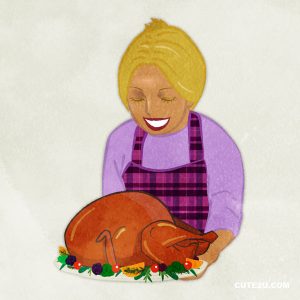 Thanksgiving Mom Carrying The Turkey H