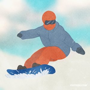 A Person Skiing On A Snowboard 12 A Person Skiing On A Snowboard With Orange And Dark Light Blue Wear