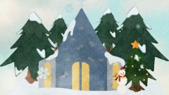 church christmas tree and winter scenery 01