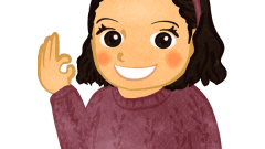 girl with ok sign upper body only winter style c