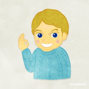 Boy With Ok Sign Upper Body Only Winter Style A