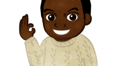 boy with ok sign upper body only winter style b