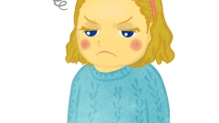 cranky girl in sweater upper body a