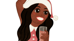 girl with santa outfit drinking champagne having fun d